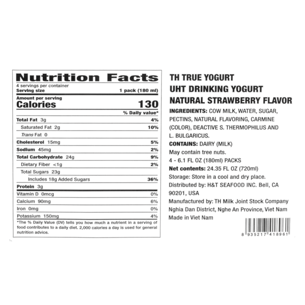 TH True Yogurt Drink Strawberry (Pack of 4) 180 ml