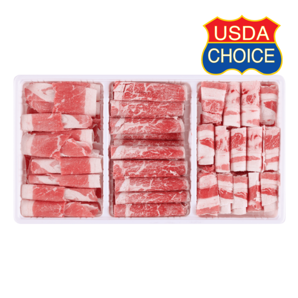 Sliced Beef Combo (Brisket/Chuck Roll/Belly) USDA Choice, Frozen 1.5 lb