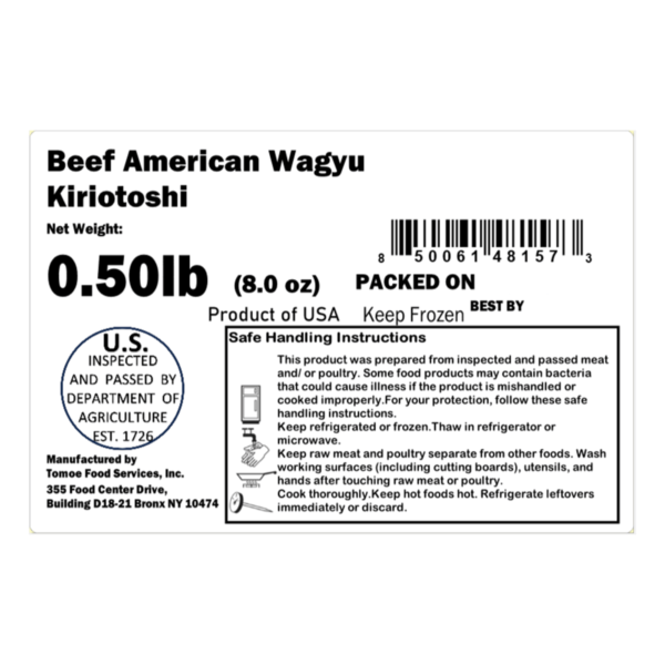American Wagyu Beef Sliced for Stir-fry (Kiriotoshi), Frozen 8 oz